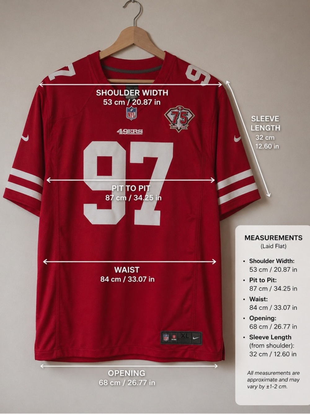 Nike Nick Bosa San Francisco 49ers 75th Anniversary Red Home Vapor Jersey XL - Picture 3 of 11